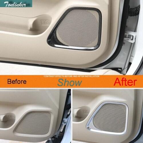 Tonlinker Interior Door speaker Cover Stickers With logo For Mitsubishi Outlander 2013-19 Car styling 4 pcs ABS Cover stickers