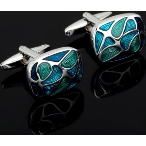 High quality mens shirts Cufflinks Blue shell shape Cufflinks 10 double sale free shipping
