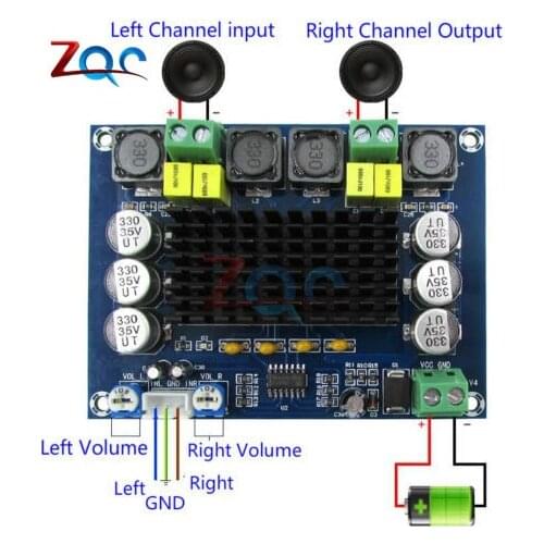 XH-M543 TPA3116D2 Dual-channel Stereo High Power Digital Audio Power Amplifier Board 2*120W DC 12V-24V
