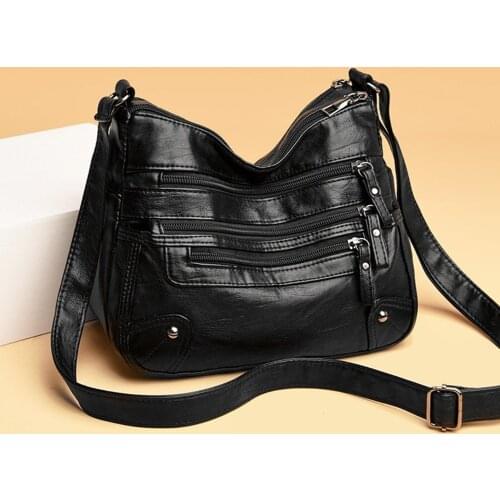 Women Fashion Soft PU Leather Shoulder Bag Multi-Layer Zipper Crossbody Bags For Women 2021 New Fashion Bag