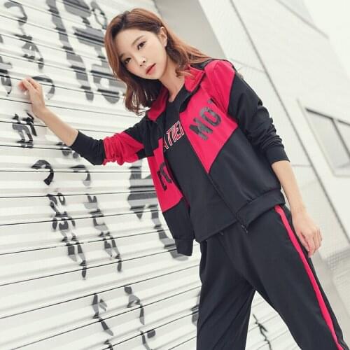 Fitness Women Yoga Set 4 in 1 Black Yoga Bra & Letter Jacket &T-Shirts & Sport Pants Gym Clothes Sport Wear Running Outdoor Jog