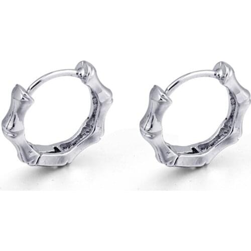 1 Pair New Exquisite Cool Bamboo Festival Endless Circle Hoop Earrings Brightly Metal Color Punk Earrings For Unisex JewelryE76