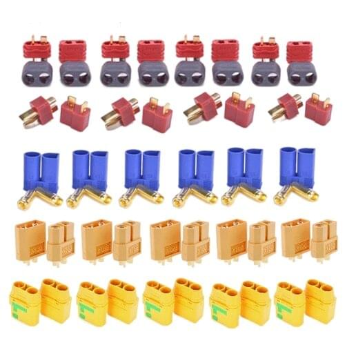 10Pairs RC XT30PW MR30 MR60 MT60 XT60H XT60E-M XT60 XT90 XT90S T Plug Battery Connector Set Male Female Gold Plated Banana Plug