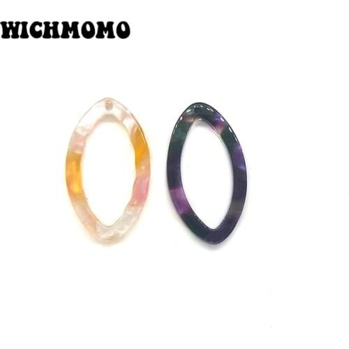 2019 New Fashion 10 Pieces 23mm High Quality Oval Acetic Acid Resin Smooth Charms Connectors for DIY Earring Jewelry Accessories