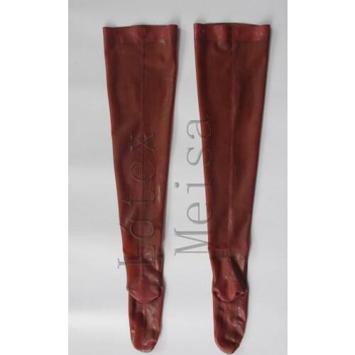 100% natural lingerie latex stockings in transparent brown color for women