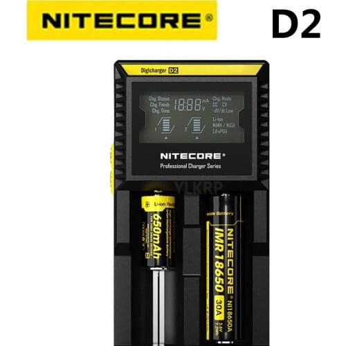 100% Original Nitecore D2 Digicharger Battery Charger LCD Display Nitecore Charger for 26650 18650 18350 16340 14500 10440