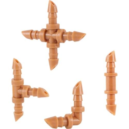 200Pcs Brown 4/7mm Hose Plastic Fittings Tee Cross Elbow Straight Shape Optional 1/4" Tube Garden Drip Irrigation Water Splitter