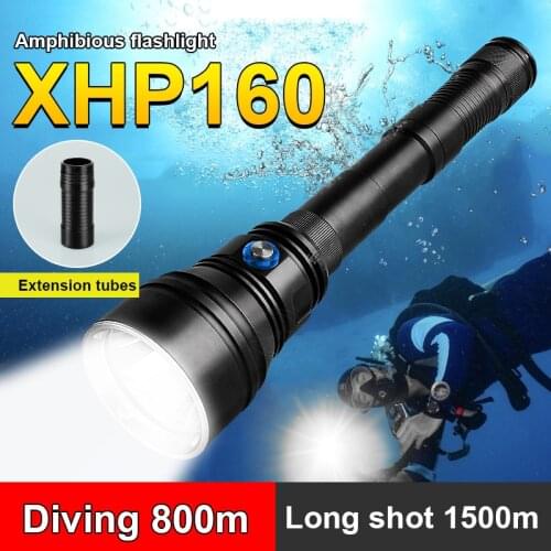 2021 Most Professional XHP160 Diving Flashlight 18650 Bright Diving Torch Light IPX68 Waterproof High Power Underwater Hand Lamp