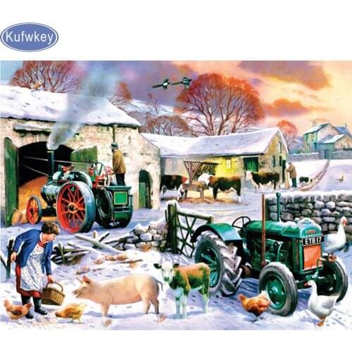 5d Diy Diamond Painting winter farm Full Square Cross Stitch diamond Embroidery Kit Mosaic Needlework chicken painting diamond