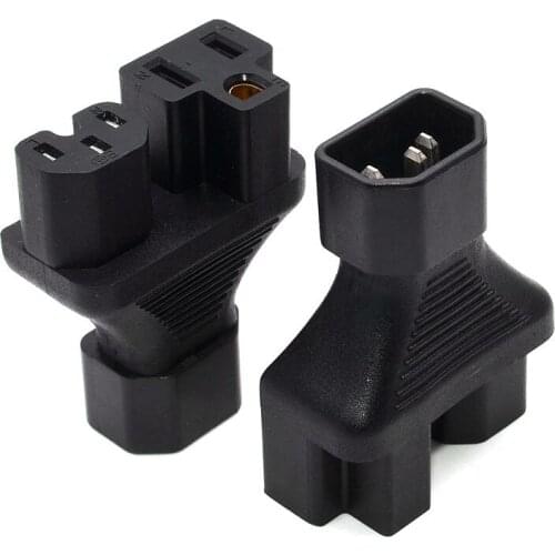 IEC 320 C14 male to Nema 5-15R +C15 Power adapter C14 to US femlae & C13 Y split power adapter AC PLUG CONVERTER