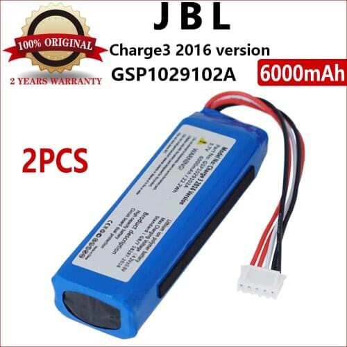 New 2PCS 6000mAh GSP1029102A Battery for for JBL Charge 3 2016 Version High quality Batteries With Tracking Number