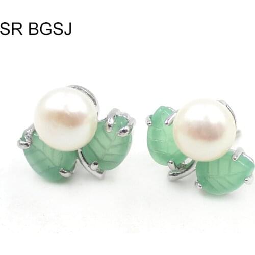 Free Ship 4 Colors White Pink Purple Black Natural Freshwater Pearl Earrings Women Jewelry Plated Studs Earring