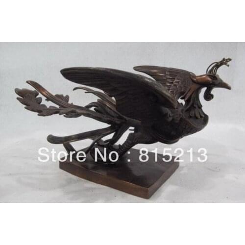 Free Shipping bi00358 China Royal Palae Copper Bronze Feng Shui Lucky Fly sparrow Phoenix Bird Statue