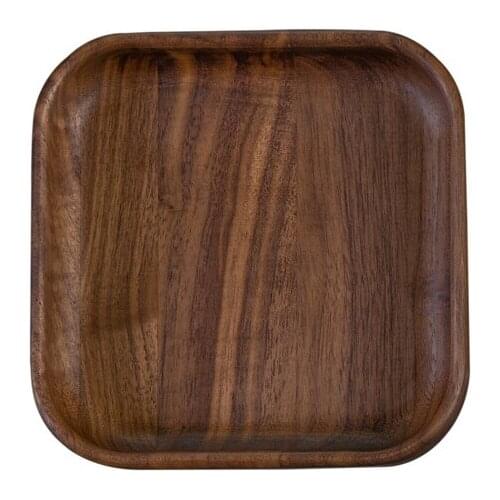 Tea plate Japanese wooden fruit plate round square plate wooden plate creative tray log tea center plate