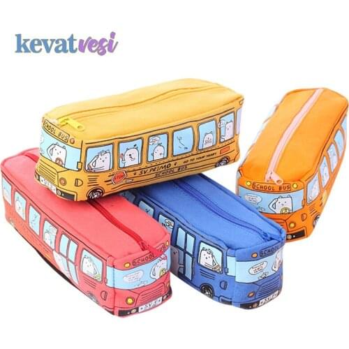 Cartoon Pencil Cases Canvas Zipper Pencil Case Stationery School Pencil Cases Large-Capacity Pencils Bag Pencil Case for Office