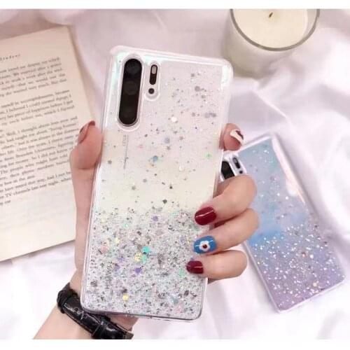 Sparkle Glitter Stars Sequins Phone Case For Honor X10 30 9A 30LITE 10 20 7X 6X 8 9 LITE V9 V10 PLAY 3 20i Soft Clear Back Cover