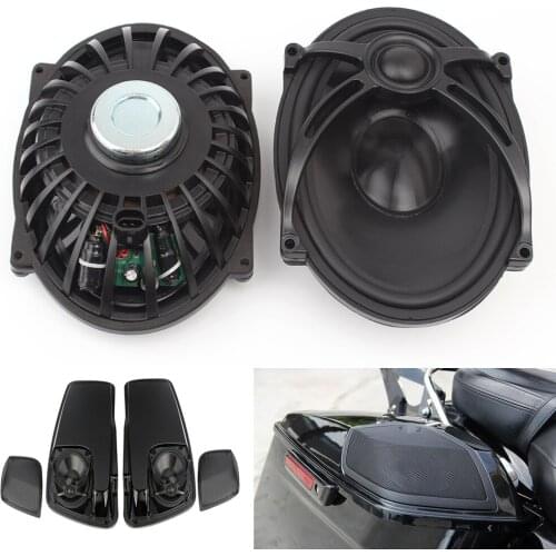 Black Motorcycle 5"x7" Saddlebag Lid Speakers For Harley Touring Road King Road Glide FLT FLH FLHR 2014-2020