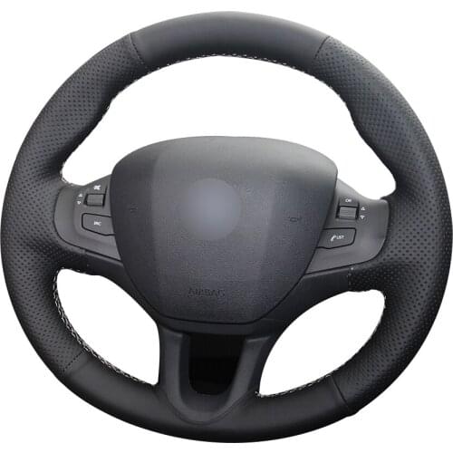 Black Synthetic Leather Car Steering Wheel Cover for Peugeot 208 Peugeot 2008