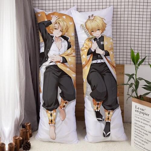Japanese Anime Demon Slayer Cosplay Periphery Agatsuma Zenitsu Pillow Case Decorative Manga Cover Cushion Cover Otaku Gift