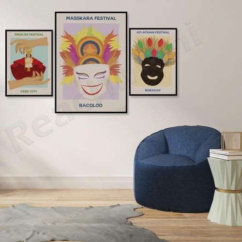 Filipino culture and art abstract wall, Masskara Festival Printable, Ati-atihan, Sinulog Cebu city decoration Filipino culture B