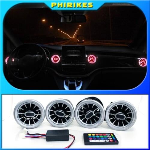 K-Car 4PCS LED Front Dashboard AC Air Condition Vent Outlet Turbo Interior Trim For Mercedes Benz V Class W447 Vito V250