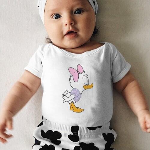 Infant Romper Disneys Donald Duck Short Sleeve Toddler Bodysuits Vintage Tee Top Baby Girl Boy Jumpsuit 0-24M