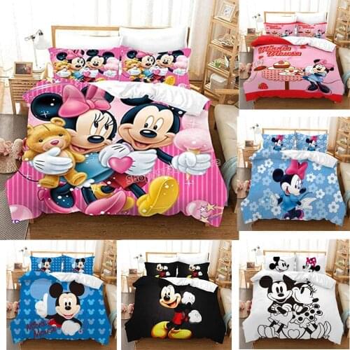 3D Printed Duvet Cover Set Disney Series Bed Set Queen Size Mickey Minnie Comforter Bedding Sets Bed Quilt Cover Wedding Bedding