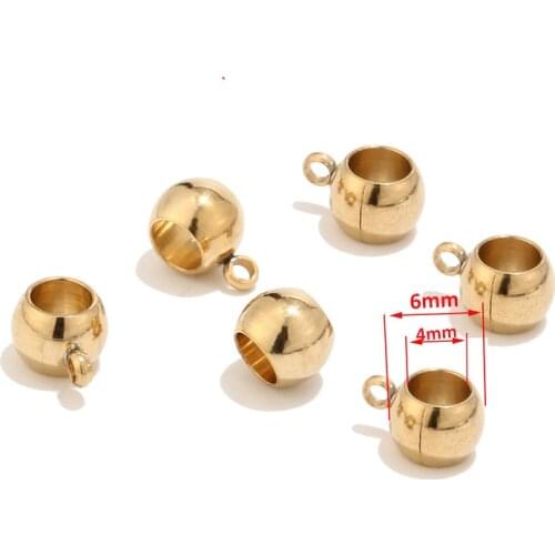 Stainless Steel Gold Color Connectors Bails Beads fit European Charm Bracelet Pendants 8mm/6mm