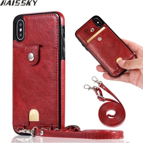Retro Leather Wallet Card Holder Case For iPhone 6 6S 7 8 Plus Cover Phone Case For iPhone 11 Pro X XR XS Max Shoulder Bag Strap