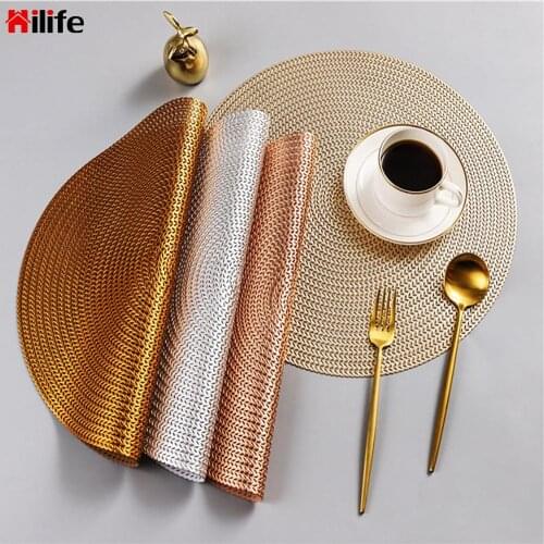 Non Slip Dining Table Mat Heat Resistant Wear Resistant PVC Coasters Pad Round Design Kitchen Bowl Mat Kitchen Accessories