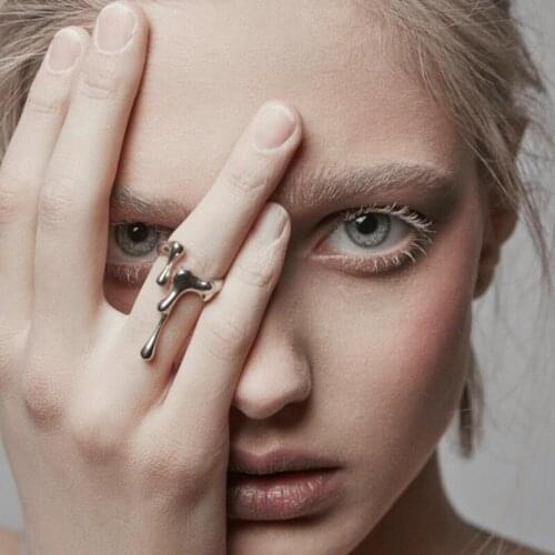 2021 New European and American Fashion Opening Ring Simple Personality Index Finger Ring Punk Metal Ring Cool Creative Design