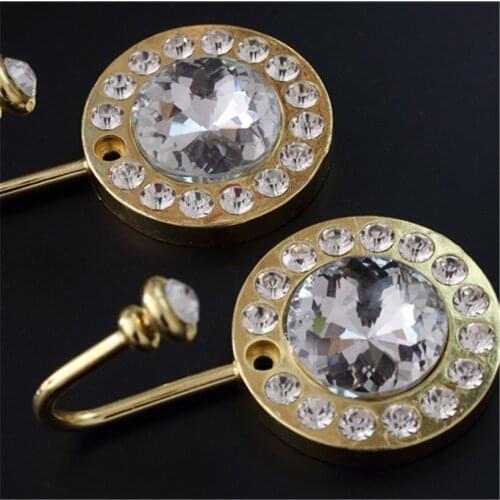 NEW Rhinestone Wall Hooks Alloy Diamond Curtain Tie Back Ball Tieback Holders Hat Coat Robe Hanger Home Decoration