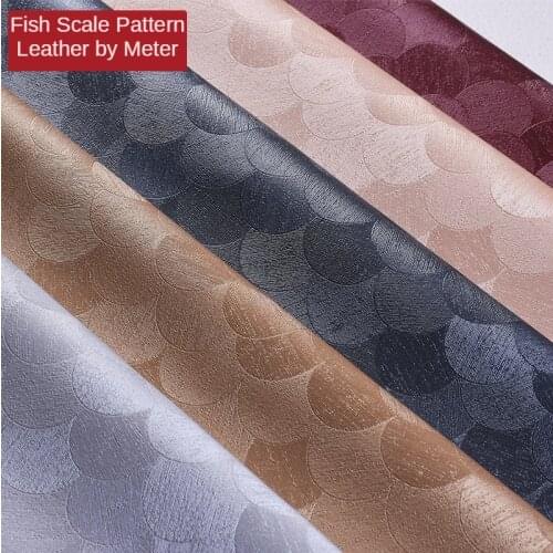 Pu Soft Fish Scale Pattern Faux Leather Fabric By The Meter Per for Furniture Sofa Decoration Background Wall Upholstery Bag Diy