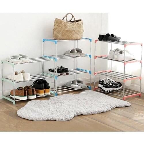 3/4 Layers Stainless Steel Shoes Storage Rack Shoe Storage Display Shelf Holder Home Organizer Cabinet Shelf Holder Shoes Racks