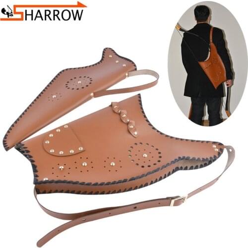 Traditional Bow Sac and Quiver Handmade Storage Bag Hunting Portable Arrow Quiver For Longbow Shooting Archery Accessories