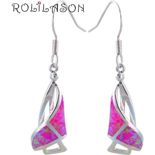Attractive Drop Earring for women Special design Unique gift for lover Purple Fire Opal Silver Stamped Fashion Jewelry OE318