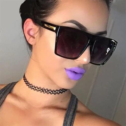 Luxury Designer Black Sunglasses Women Brand Designer Flat Top Retro Oversize Sun Glasses UV400 Men Square Goggles Large Eyewear