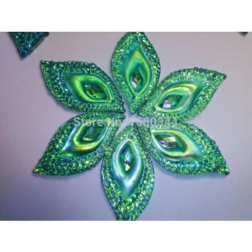 Green AB colour rhinestones sew on stones Eye navette shape flatback 16*30mm resin crystal gemstones for dress 50pcs/lot