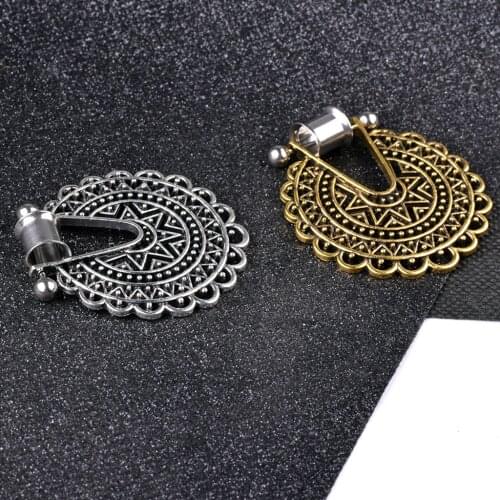 MagiDeal Boho Hollow Filigree Flower Stainless Steel Dangle Drop Ear Plugs Tunnel Piercing Vintage Gauge 6mm-12mm