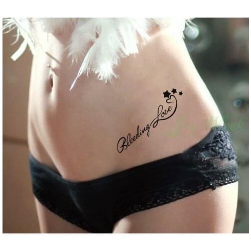 Waterproof Temporary Tattoo Sticker sexy waist letters bleeding love tatto stickers flash tatoo fake tattoos for girl women