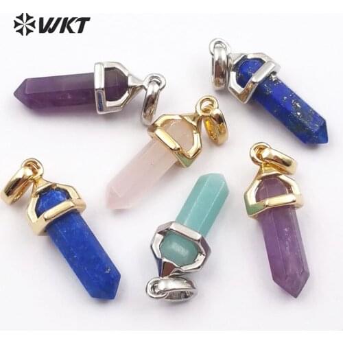 WT-P1387 WKT Wholesale 10pcs/lot exquisite mini natural stone pendants charms point pillar pendants for necklace making