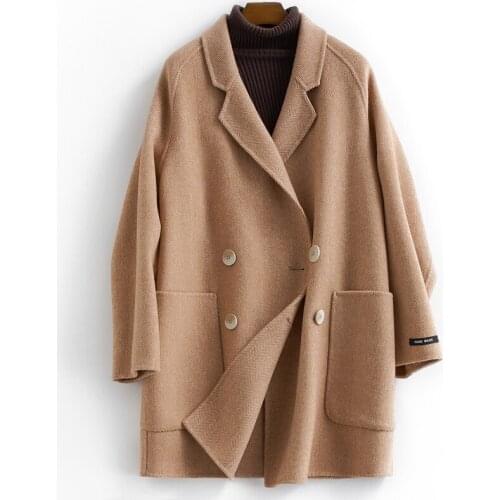 Woman Coats Winter 2020 100% Wool Double Sided Ladies Long Trench Coat Female Loose Overcoat casaco feminino LX2462