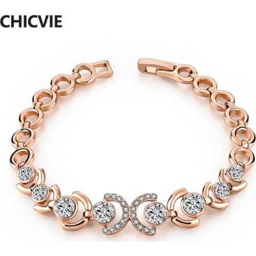 CHICVIE Vintage Chain Gold Color Charms Bangles & Bracelets For Women Bracelet Wedding & Engagement Jewelry Bracelet Sbr160112