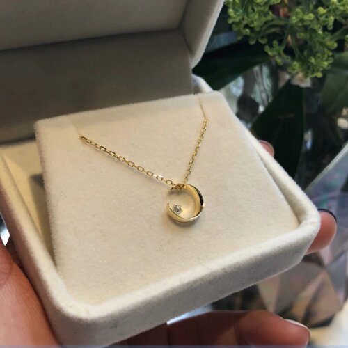 Anime Silver Moon S925 Sterling Silver Moon Shape Necklace Pendant Women Choker Necklaces Girls Charm Jewelry Birthday Gifts