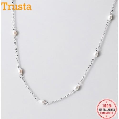 Trustdavis Real 925 Sterling Silver Fashion Luxury Elegant Pearl Clavicle Necklace For Women Wedding Party S925 Jewelry DA1548
