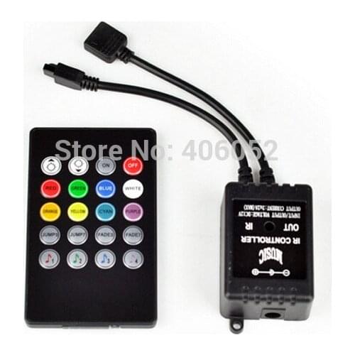 10set/lot Music IR Controller 20key Remote Sound Sensor For 3528 5050 RGB LED Strip Black
