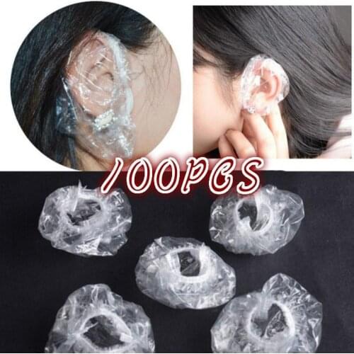 100pcs/lot Disposable Ear Cover Pretty Pro Hair Salon Clear Earmuffs Shower Waterproof Hair Coloring Ear Protector Cover Caps