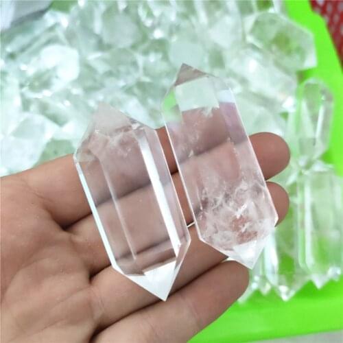 2pcs Natural white quartz crystal point wand clear crystals and stones tower