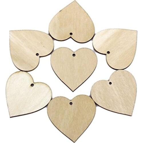 50pcs/lot 30mm 40mm 50mm Wooden Heart Shapes Embellishments Small Mini Shape For Craft Decoration Party DIY Crafts