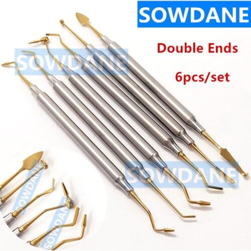 Dental Composite Resin Filling Spatula Titanium Plated Head Resin Filler Set Dental Instrument Tool with Disinfection Box